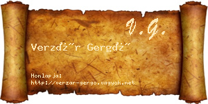 Verzár Gergő névjegykártya